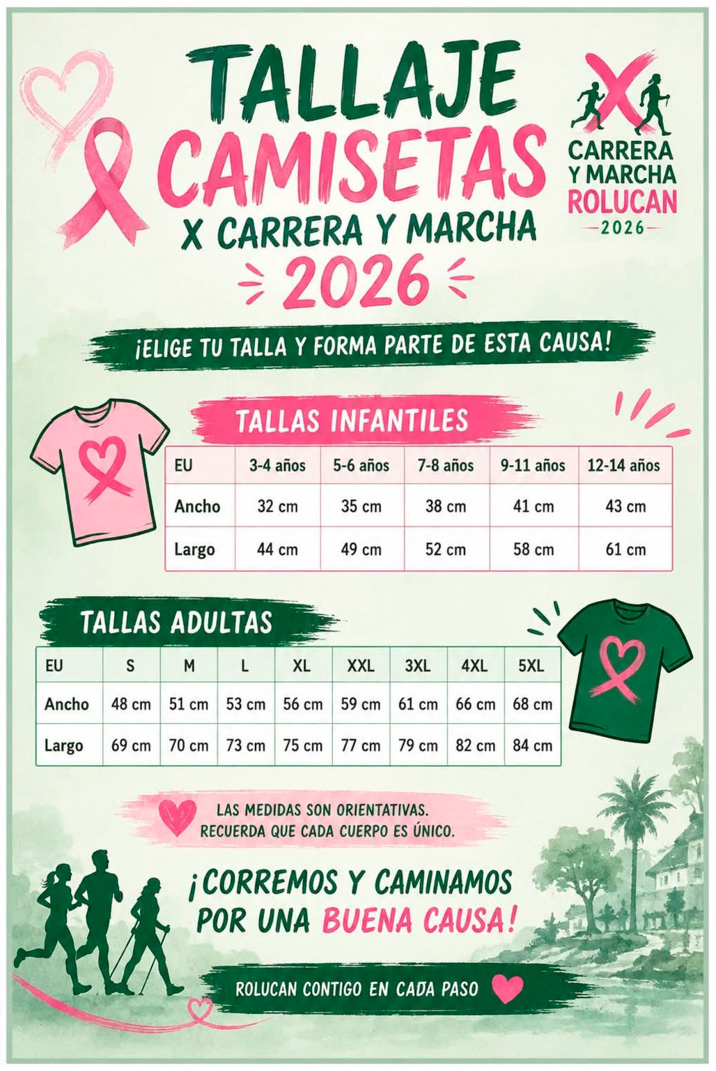 Tallaje de las camisetas de la X Marcha Solidaria Contra El Cáncer de Mama