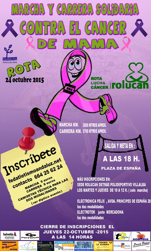 Marcha y carrera solidaria contra el cáncer de mama 2015